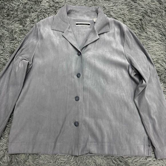 Amanda Smith Grey Button Front Shirt Size 16 - Picture 2 of 6